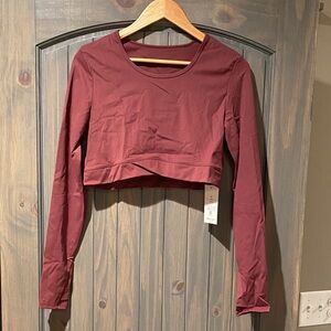 HALARA Long Sleeve Crop Top - Maroon